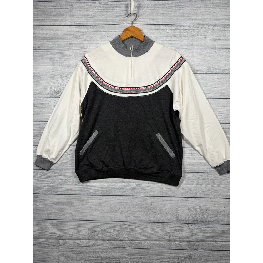 Vintage Blast Women's L Black White Colorblock Quarter Zip Pullover 1463